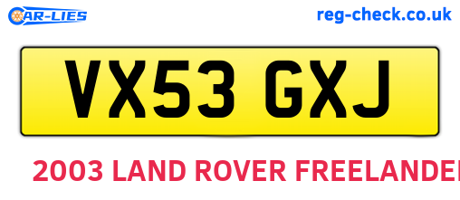 VX53GXJ are the vehicle registration plates.