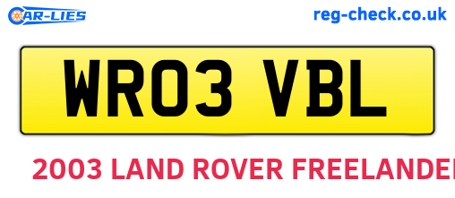 WR03VBL are the vehicle registration plates.