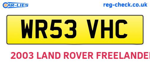WR53VHC are the vehicle registration plates.