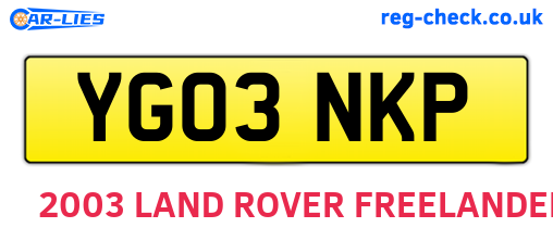 YG03NKP are the vehicle registration plates.