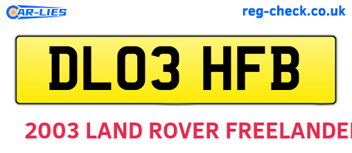 DL03HFB are the vehicle registration plates.