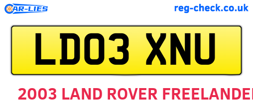 LD03XNU are the vehicle registration plates.