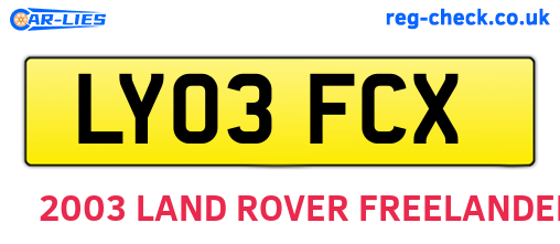 LY03FCX are the vehicle registration plates.
