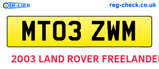 MT03ZWM are the vehicle registration plates.