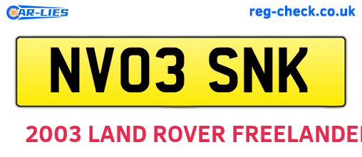 NV03SNK are the vehicle registration plates.