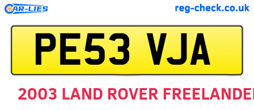 PE53VJA are the vehicle registration plates.