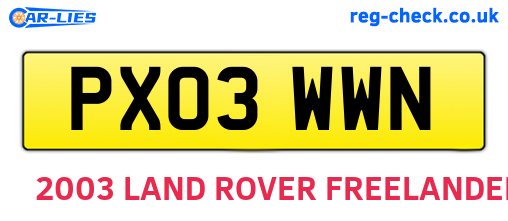 PX03WWN are the vehicle registration plates.