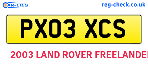 PX03XCS are the vehicle registration plates.