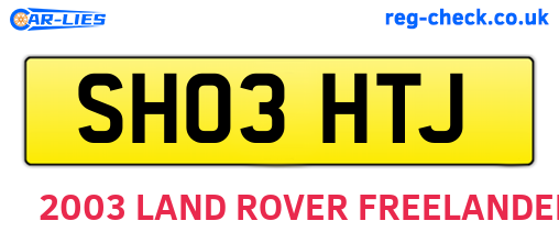 SH03HTJ are the vehicle registration plates.