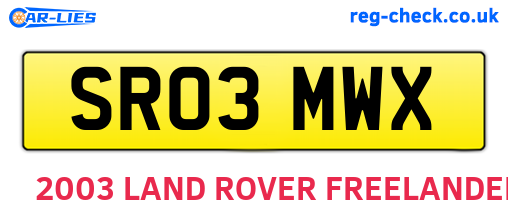 SR03MWX are the vehicle registration plates.