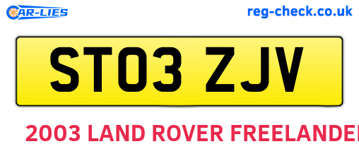 ST03ZJV are the vehicle registration plates.