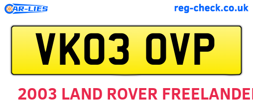 VK03OVP are the vehicle registration plates.