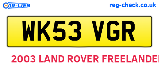 WK53VGR are the vehicle registration plates.