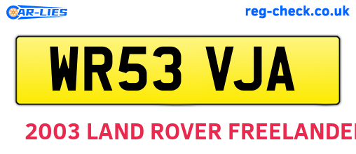 WR53VJA are the vehicle registration plates.