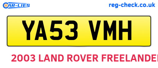 YA53VMH are the vehicle registration plates.