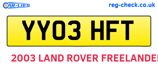 YY03HFT are the vehicle registration plates.
