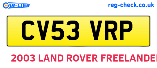 CV53VRP are the vehicle registration plates.