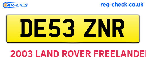 DE53ZNR are the vehicle registration plates.