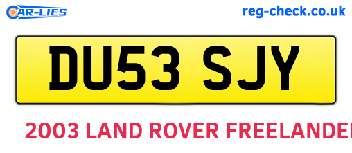 DU53SJY are the vehicle registration plates.
