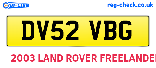 DV52VBG are the vehicle registration plates.