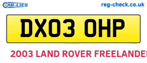 DX03OHP are the vehicle registration plates.