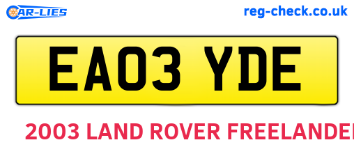 EA03YDE are the vehicle registration plates.