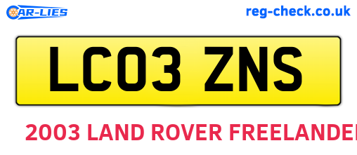 LC03ZNS are the vehicle registration plates.