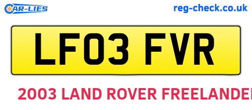 LF03FVR are the vehicle registration plates.