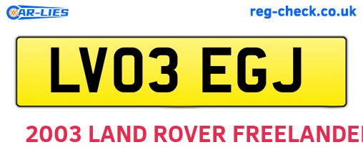 LV03EGJ are the vehicle registration plates.