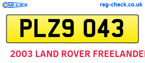 PLZ9043 are the vehicle registration plates.