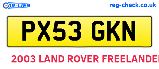 PX53GKN are the vehicle registration plates.