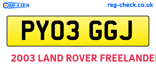 PY03GGJ are the vehicle registration plates.