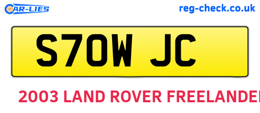 S70WJC are the vehicle registration plates.