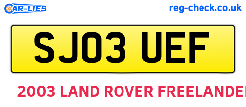 SJ03UEF are the vehicle registration plates.