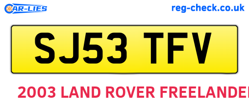 SJ53TFV are the vehicle registration plates.