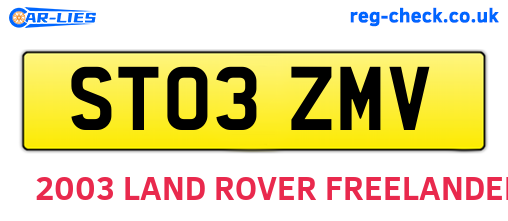 ST03ZMV are the vehicle registration plates.
