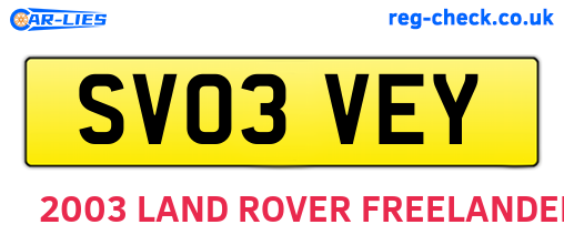 SV03VEY are the vehicle registration plates.
