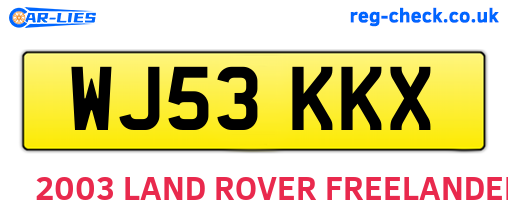 WJ53KKX are the vehicle registration plates.