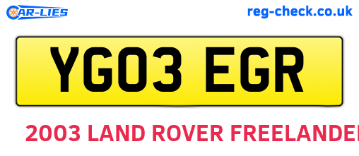 YG03EGR are the vehicle registration plates.