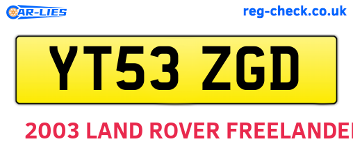 YT53ZGD are the vehicle registration plates.