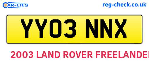 YY03NNX are the vehicle registration plates.