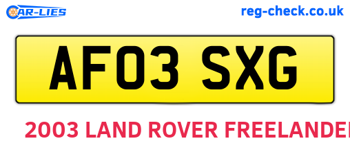 AF03SXG are the vehicle registration plates.