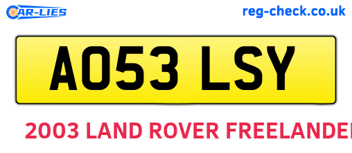 AO53LSY are the vehicle registration plates.