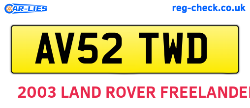 AV52TWD are the vehicle registration plates.