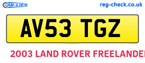 AV53TGZ are the vehicle registration plates.