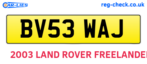 BV53WAJ are the vehicle registration plates.