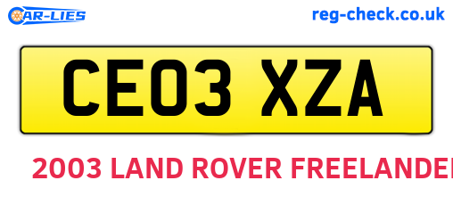 CE03XZA are the vehicle registration plates.