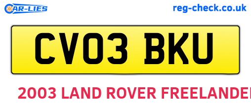 CV03BKU are the vehicle registration plates.