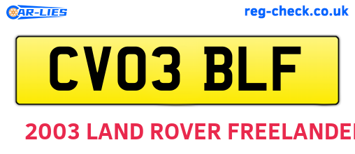 CV03BLF are the vehicle registration plates.