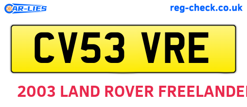 CV53VRE are the vehicle registration plates.